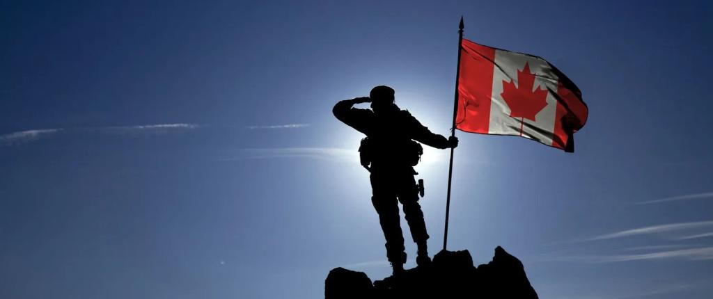 Canadian solider with Flag